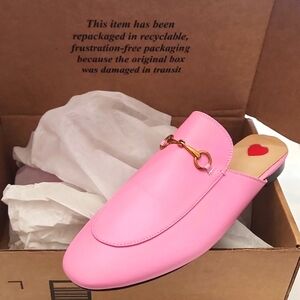 Elegant Pink Mules with Gold Accent